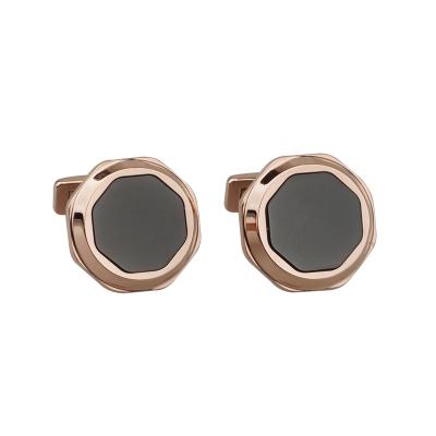 China Stainless Steel Rose Gold and Black Color Watch Shape Cufflink Stainless Steel Made Cufflinks for sale