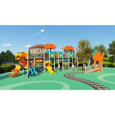 China Engineering Plastics + Galvanized Steel Pipe Train Slide Children Playground Equipment Series Combined Large Double Yellow Slide for sale