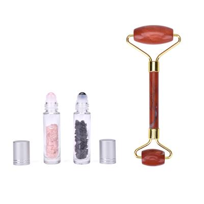 China Portable High Quality Facial Massager Guasha Set Multicolor Gems Face Beauty Care Roller Jade Roller for sale