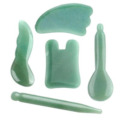 China Portable/Cool Green Crystal Jade Body Massage Acupuncture Double Rollers/Facial Points Stick Jade Beauty Magic Wands Guasha Tools for sale