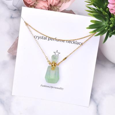 China 2020 Arrival Charm Gemstone Perfume Bottle Necklaces FASHION Essential Oil Pendant Bottle Vase Pendant Necklace for sale