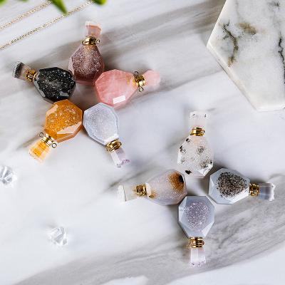 China FASHIONABLE Natural Pendant Necklace Bottle Perfume Gemstone Essential Oils Diffuse Perfume Bottle Necklaces for sale