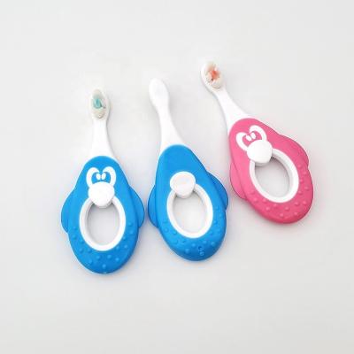 China New Product 10k Home Penguin Stiffens Baby Toothbrush Finger Bristle Soft Practice for sale