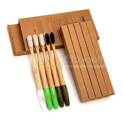 China Logo Natural Bamboo Toothbrush Disposable custom pack of 5, individually numbered, BPA free and plastic free for sale