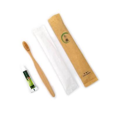 China Disposable Hotel Toothbrush Eco-Friendly Natural Bamboo Toothbrush Kit with 6g Toothpaste, Disposable Toothbrush Kit for sale