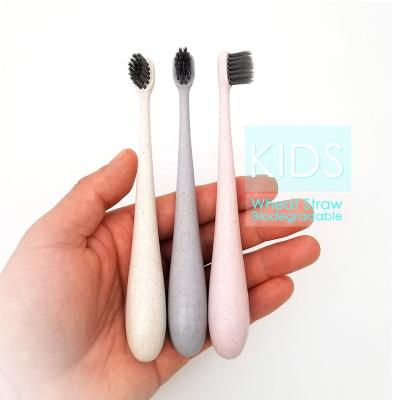 China New Style [No.1085] Unique Wheat Straw Small Baby Young Children Biodegradable Toothbrush for sale