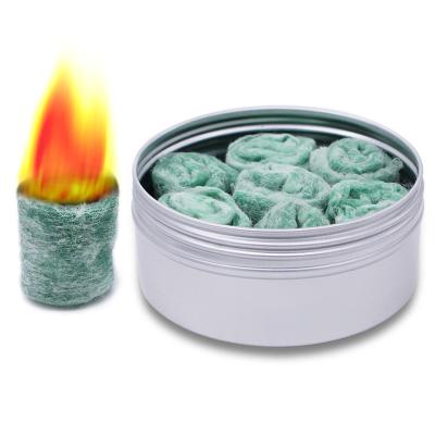 China Outdoor Camping Hiking Survival Kits Accessories Cotton Easy Burning Fire Starter Cube With Canister Box for sale