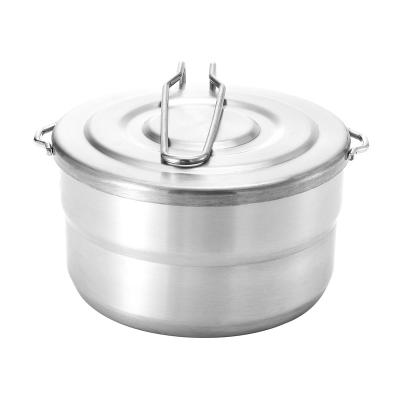 China Stainless Steel Outdoor Cooking Outdoor Camping Pot with Lid Lunch Cartons Folding Handle Portable Cookware Mess Kit for Backpacking 1.5L for sale