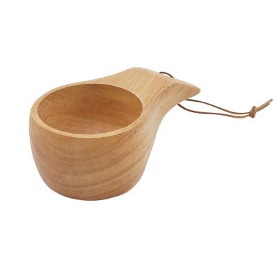 China Outdoor Camping Raising Practical Wooden Natural Handmade Mug Beer Cup Wooden Vintage Coffee Traveling Tea Mug for sale