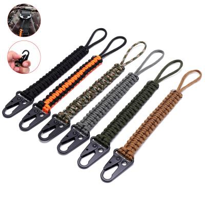 China Outdoor Activities Handmade Paracord Rope Weaving Portable Outdoor Sports Key Chain Olecranon Belt Key Sturdy Pendant Anti-lost for sale