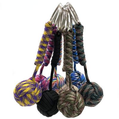 China Outdoor Camping Hiking Outdoor Paracord Traveling Rope Braided Mini Paracord Nylon Rope Seven Core Keychain Polyester Ball Pendant Keychain for sale