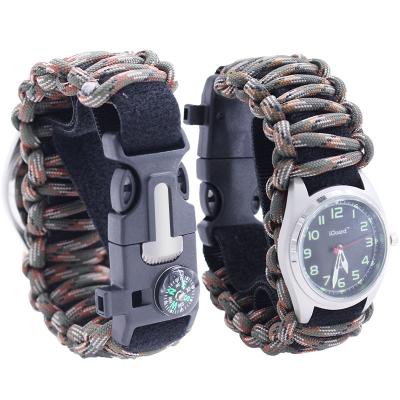 China sustainable & Multifunctional Waterproof Tactical Adjustable Travel Survival Paracord Strap Watch for sale