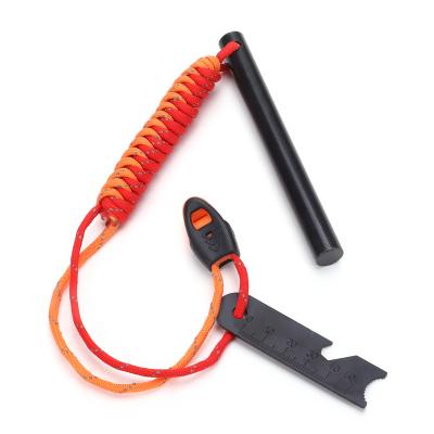 China 12.7*127mm Outdoor Camping Ferro Rod Outdoor Paracord Striker Whistle Flint Fire Starter Kit 12.7*127mm Multifunctional Rise Displacement Scraper for Flammables for sale