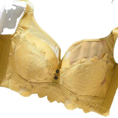 China QUICK DRY No Back Bra Comfortable Ring Ladies Underwear Thicker Cup Embroidery Steel Lace Bras Beautiful for sale