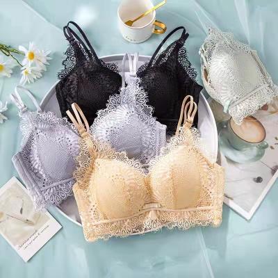 China QUICK DRY Front Closure Underwear Comfort Bralette triangle cup women bra spaghetti strap seamless bras 2021 special French style new for sale