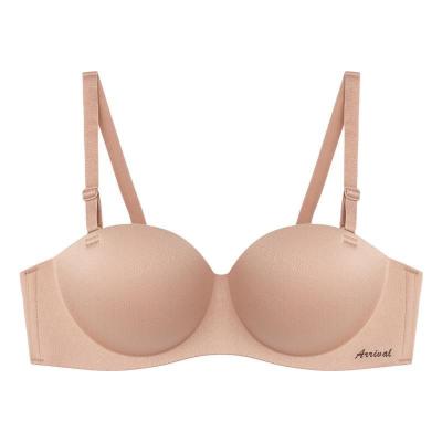 China QUICK DRY Comfortable Free Girls Wire Style Thick Cup Bras Gathered Bra One Piece Support Lift Up Ice Silk Bra for sale