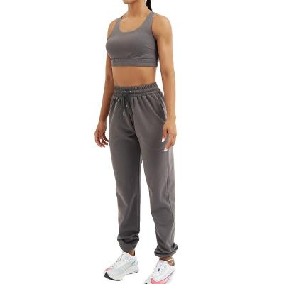 China Breathable Two-Piece Fitness Running Sleeveless Vest 2021 Autumn Casual Set Women Two-Piece Set Women Clothing Plain Tracksuits 2 Pieces Set for sale