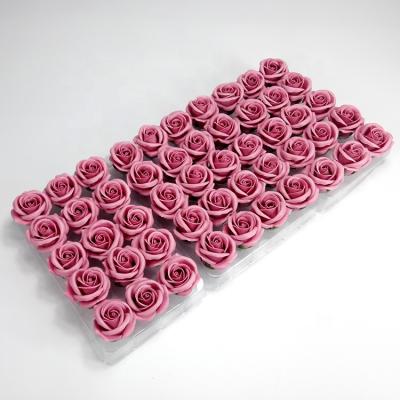 China 50Pcs Silk Rose Bath Body Scented Floral Soap Bath Flower Wedding Valentine Rose Artificial Decorative Flower Rose Head for sale