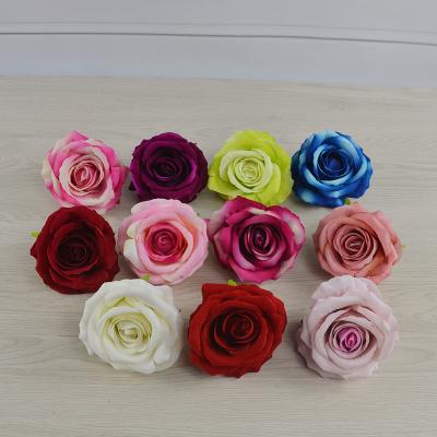 China Realistic Hot Selling Artificial Flower Head For Wedding Party DIY Accessories Amazon Hit Velvet Rose Flower for sale