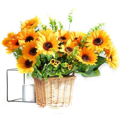 China Artificial flower realistic stem Luyue style retro sunflower long for wedding store bridal home decor bouquet simulation outdoor flowers for sale