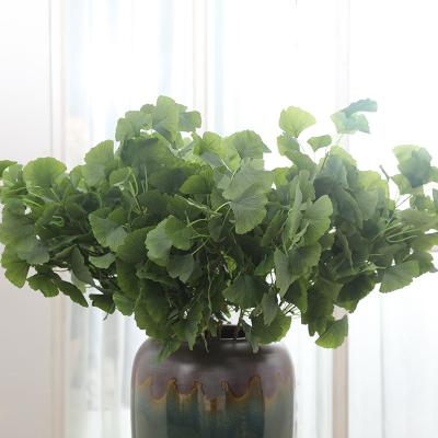 China Realistic Hot Selling Green/Yellow Color Ginkgo Artificial Leaves For Garden Decorative Artificial Plants for sale