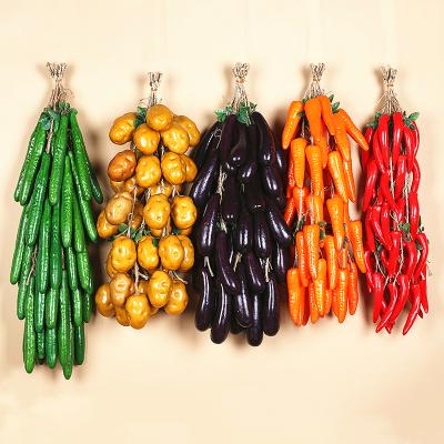 China Luyue simulation fruit and vegetable string farm music wall hanging restaurant decoration cucumber pepper eco-friendly eggplant for sale