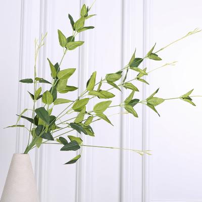 China Natural Touch Luyue Artificial Greenery Stems Leaves in Green Silk Plastic Plants Greenery Floral Stems for Party Wedding Home Decoration for sale