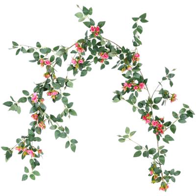 China Garland Faux Silk Flower Vines Wall Vines Home Decoration Eco-friendly Artificial Garland Greenery Wedding Backdrop Arch for sale