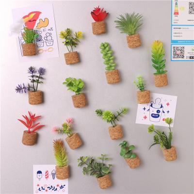 China DIY Home Decor Artificial Flowers Fridge Magnet Sticker Plants Magnets For Potted Fridge Plant Kitchen Fridge Magnet for sale