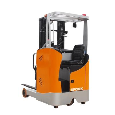 China 24V Seated Type Battery Operated Electric Reach Truck Advertising Company Sit Down Stacker Forklift for sale