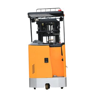 China Advertising company 24V 2.0ton 2000kg electric reach truck electric reach forklift stand on type laid down type is optional for sale