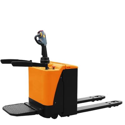 China Advertising Company Industrial Warehouse Elevator Design Reach Forklift Stand Type New Electric Pallet Truck for sale