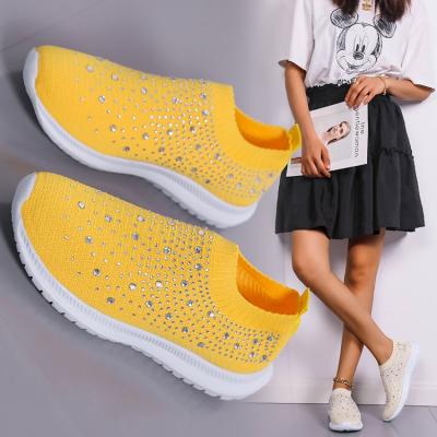 China 2022 spring new fashion trend Amazon trade fly large size hot drill woven casual shoes the new soft bottom shoes f for sale