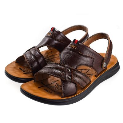 China 2022 new light weight design summer cool slippers new space leather sandals, men's leather sandals, beach shoes wholesale for sale