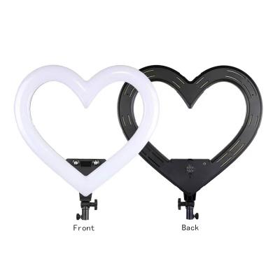 China Visual Studio Shooting Photography 19inchesRGB Heart Shaped Ring Light Makeup Heart LED Selfie Ring Light Kit with Tripod Stand for sale