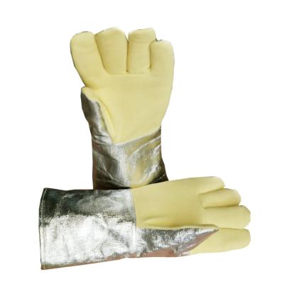 China General purposes thermal insulation 500 degree high temperature gloves, aramid knit gloves, cast iron, mold casting gloves for sale