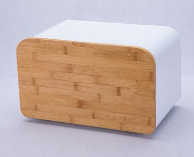 China Freshness Keeping Square Bread Barrel With Bamboo Lid for sale