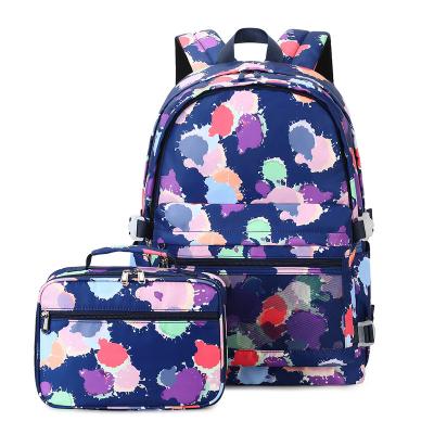 China Portable Middle and High School Student Two Piece Backpack With Lunch Bag Travel Fashion Ladies Bag for sale