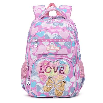 China Reflective back to school supplies reflective safe new student backpack cat oxford sequin girl school bag for sale