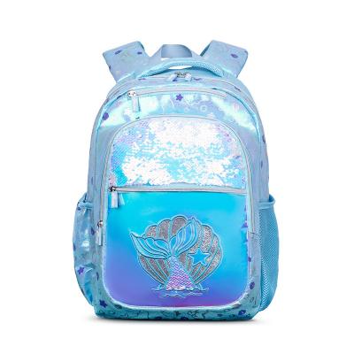 China Reflective 17 inch large capacity sequins fashionable shiny girl mermaid school bag for sale