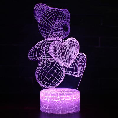 China Customized New-designed Illusion Bear Pattern Bear Lamp 3D Illusion Lamp Tuya LED Table Lamp Night Light Night Light Customized New-designed for sale