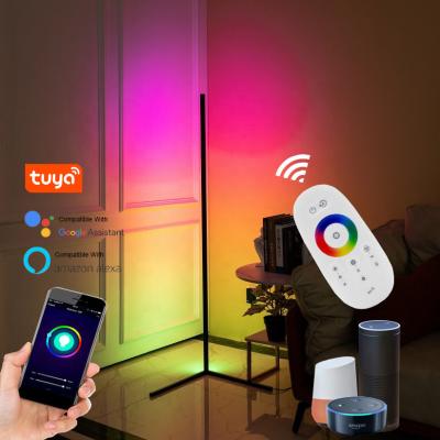 China Modern Smart Wifi Alexa Tuya App And Remote Control Floor Lamp Kona Music Sync Led Corner RGB Floor Light for sale