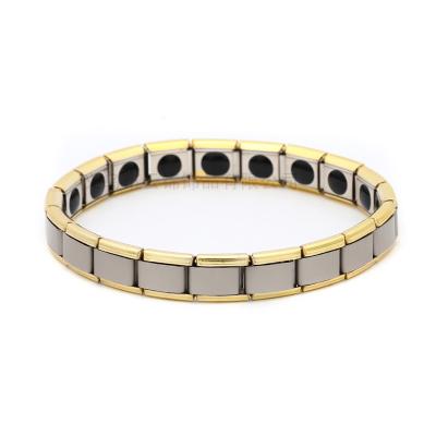 China Competitive Cheap Organic Germanium Magnetic Therapy Hiphop Stainless Steel Energy Bracelet For Disposition Balance In Body for sale