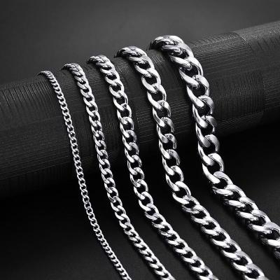 China Hiphop 4 -11mm Mens Stainless Steel Silver Restriction Cuban Link Chain Bracelets For Men Women Jewelry Wholesale Gift for sale