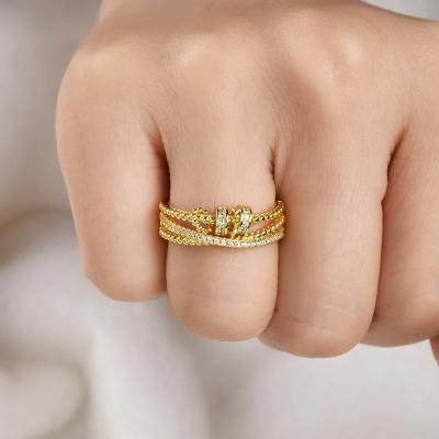 China 2023 New Arrival BOHEMIA Brass Rings Double Layers Rotatable Fashionable Personality Adjustable Circle Two Layers Rings For Women And Girls for sale