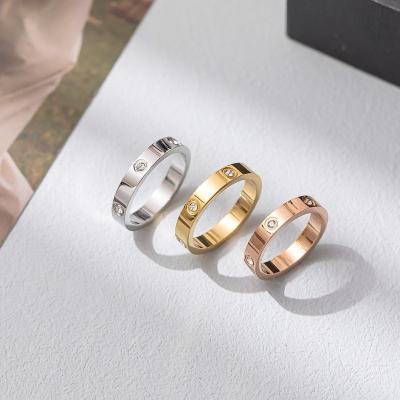 China BOHEMIA In Stock Fashion 18K Gold Plated Zircon Ring Simple Stainless Steel Men's Ring Simple Stainless Steel Screw Ring Rose Gold Women Ring for sale