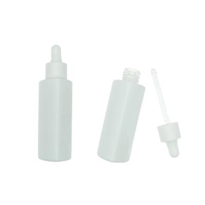 China Skin Care Factory Direct Sale 50ml High End Triangular Dropper Glass Bottle Frosted White Finish for sale