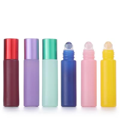 China Refillable Colorful Empty Glass Travel Essential Oil Bottle Roller Perfume Bottles 10ml Mini Size XINHE for sale