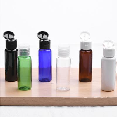 China Under Bottles 20ml Flip Top Cap PET Squeeze Amber Black White Empty Plastic Cosmetic Clear Blue Green Bottle for sale