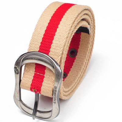 China Cotton Or As Metal Buckle Customized Hot Selling Belt With Eyelet Stripe Pattern Belt Cotton Canvas Belt for sale